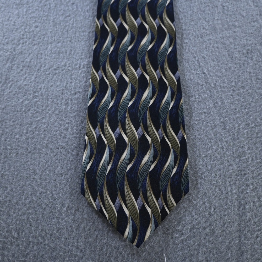 Jimmy Z Mens Vinnie Del Negro Collection Four Silk Tie OS Navy Blue Geometric